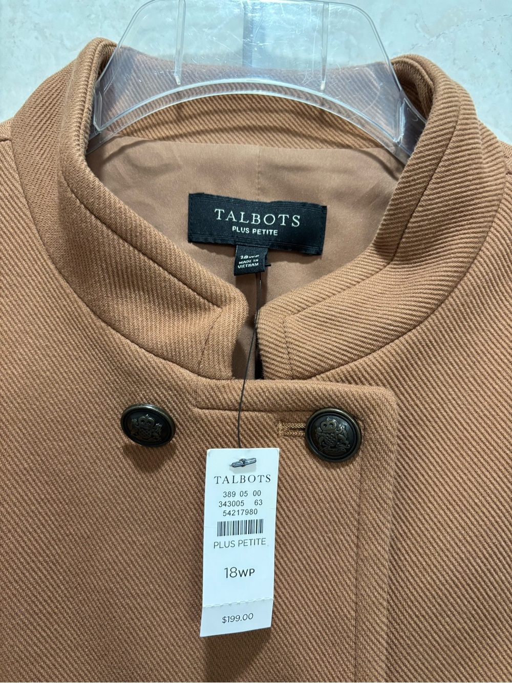 Talbots Camel Double-Breasted Military Blazer - Picture 3 of 6